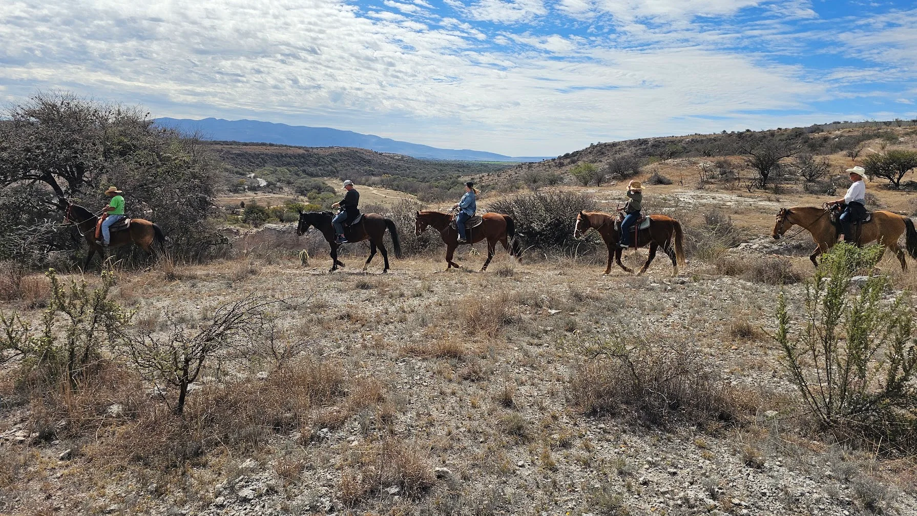 Trail riders in the countryside near San Miguel de Allende
