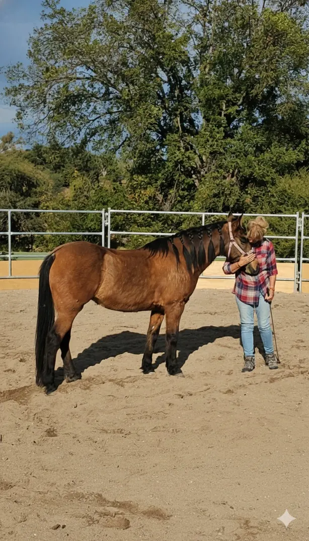 Two guests working with horses across a ranch morning at Rancho Baile de la Luna