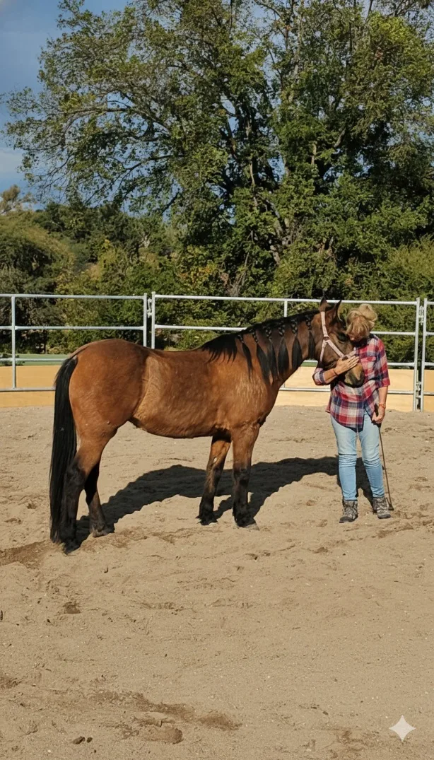 Two guests working with horses across a ranch morning at Rancho Baile de la Luna