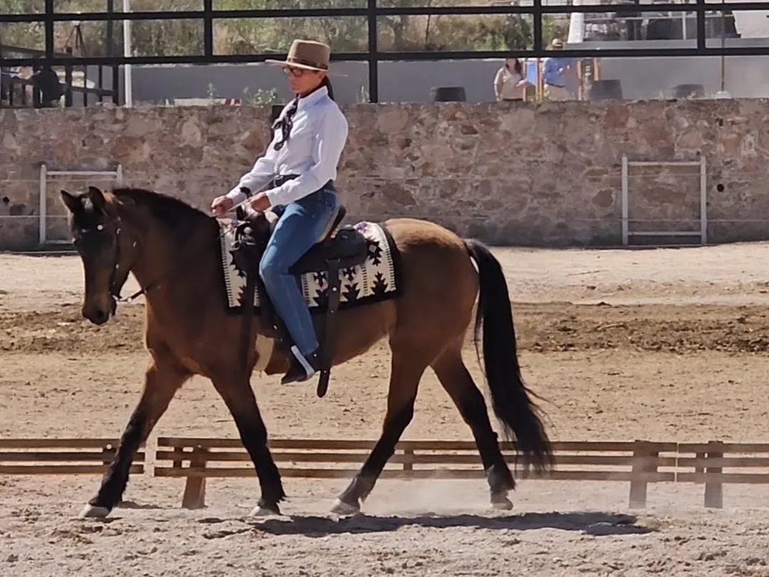 Una clase de equitación en la arena de Rancho Baile de la Luna