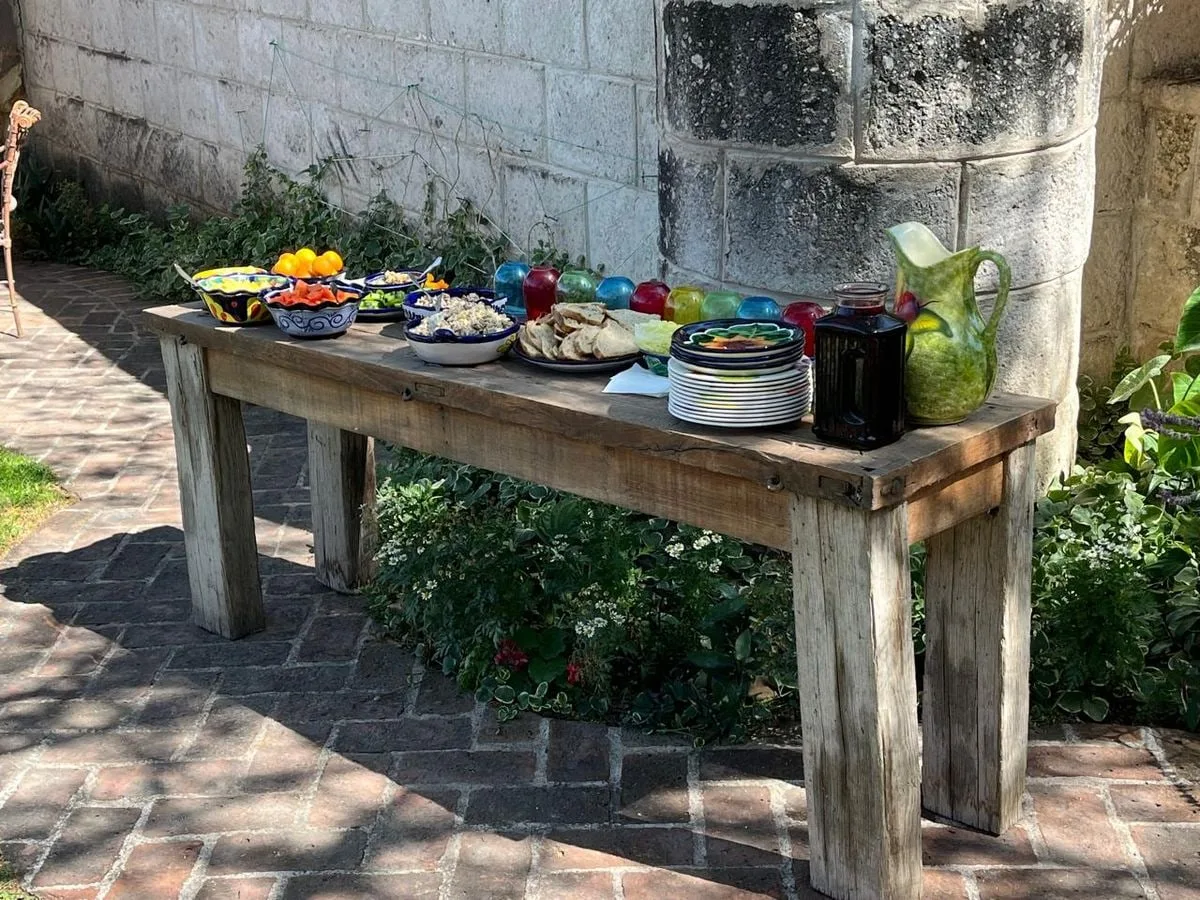 The long table before everyone sits down